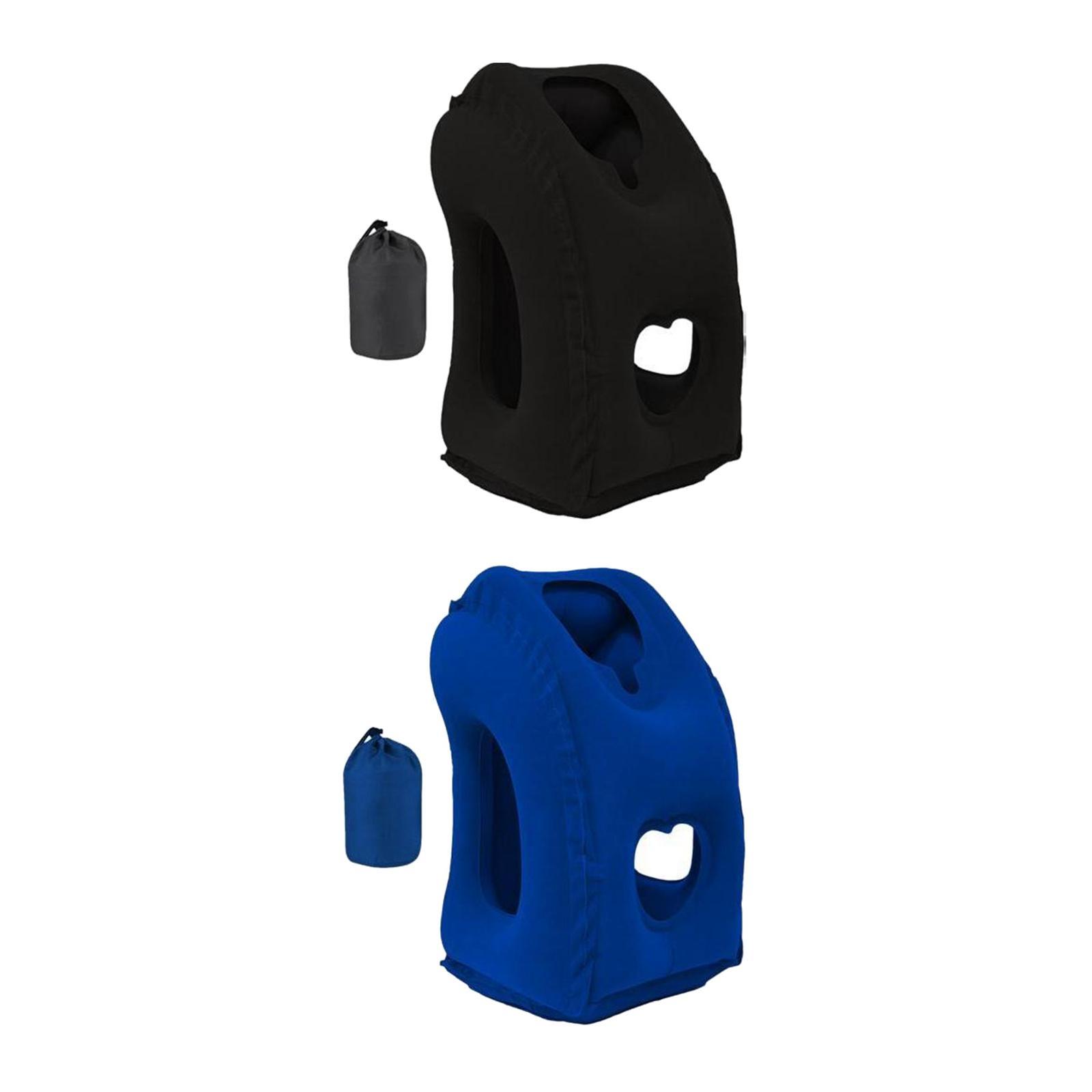 2x Multifunction Inflatable Travel Pillow Support Head Breathable Headrest