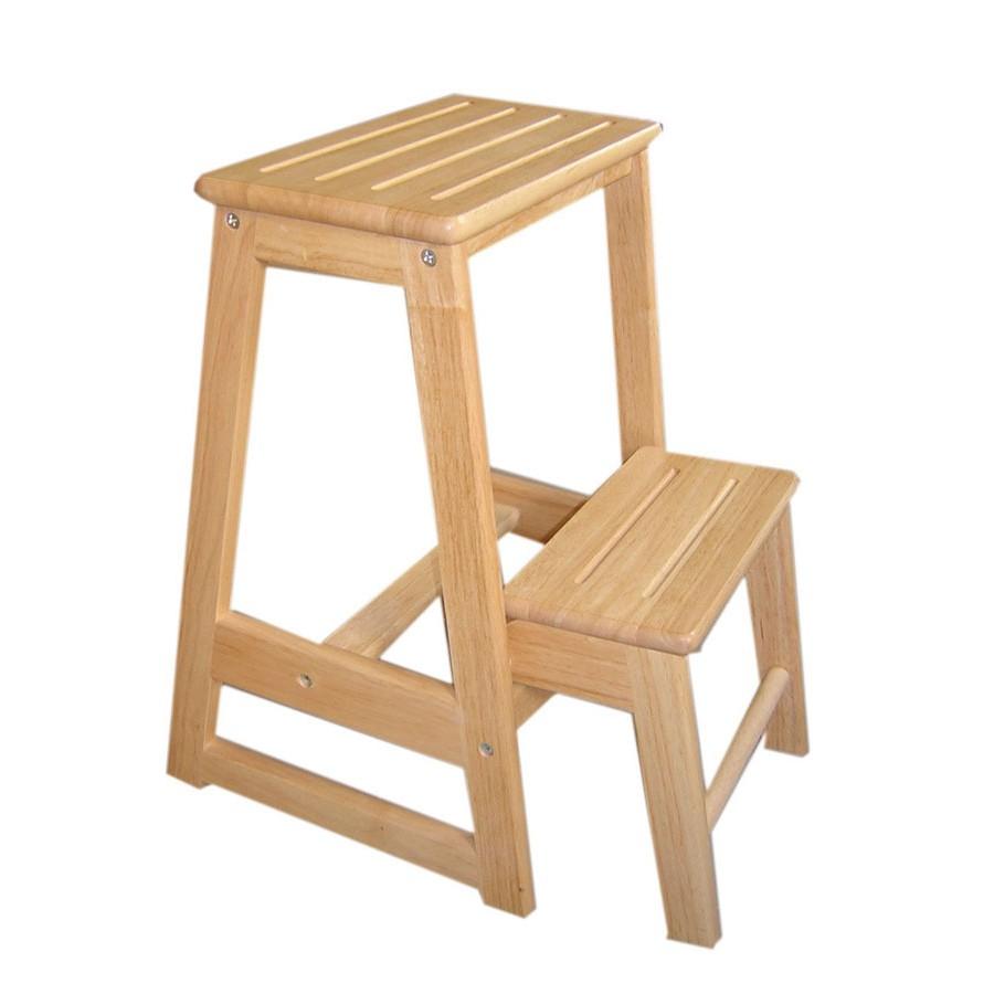 Ghế bậc thang 2 tầng gấp gọn tiện lợi bằng gỗ caosu siêu bền Đức Thành, ghế thang thắp hương, lấy đồ, sửa đồ trên cao dễ dàng, ghế thang gấp gọn bằng gỗ