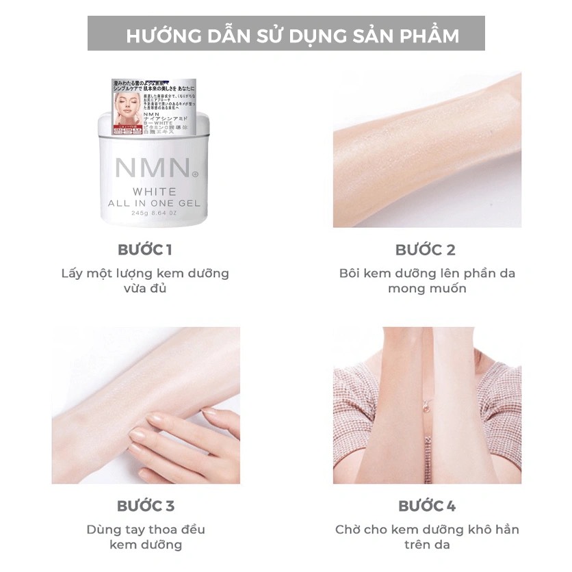Kem Dưỡng Nmn White All In One Gel 245g Nhật Bản, Gel Dưỡng Nmn Giúp Da Căng Mịn Phục Hồi Da