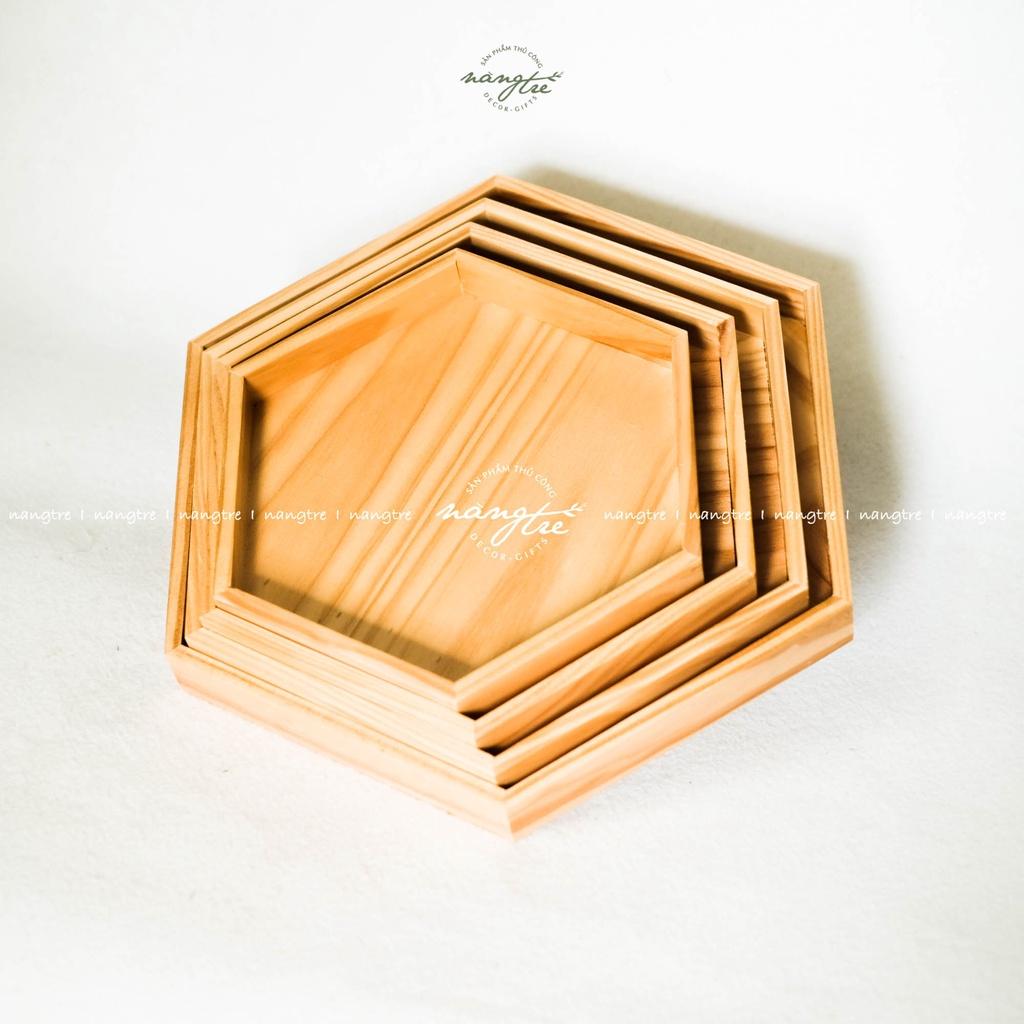 Khay phục vụ, Khay gỗ lục giác đựng đồ ăn