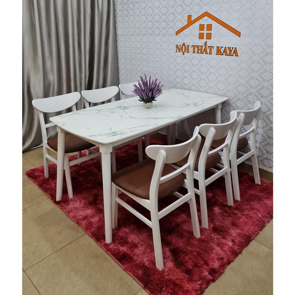 Bộ bàn ăn mặt đá 6 ghế Lunar