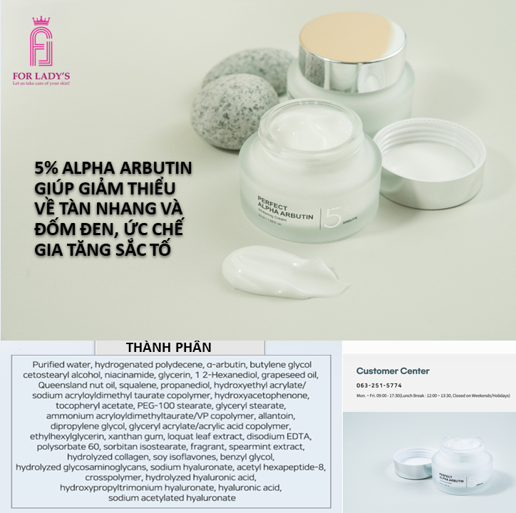 Kem dưỡng làm trắng giữ ẩm chống lão hóa da 50ml- Alpha Arbutin Whitening 5%