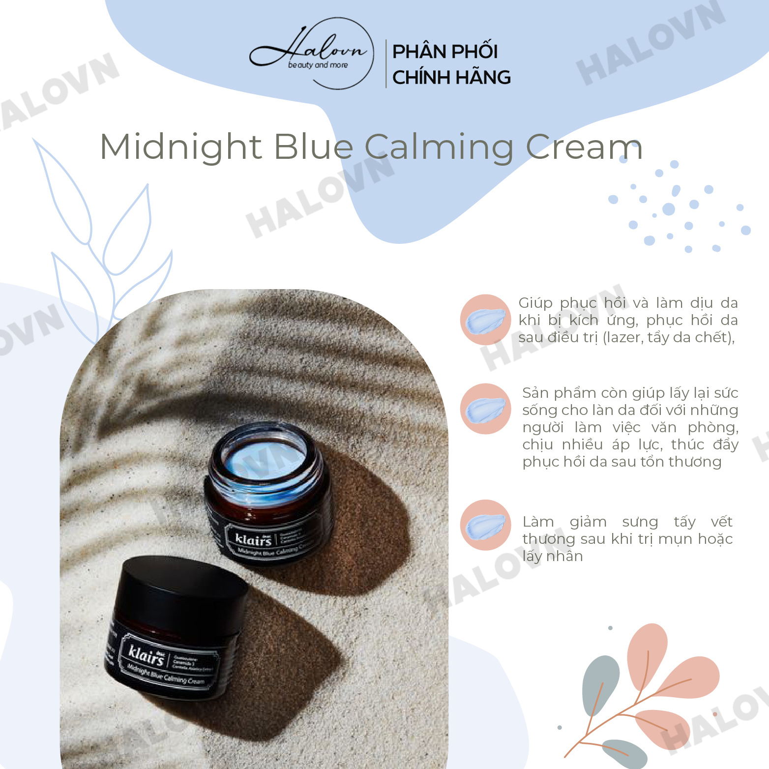 Bộ Đôi Dưỡng Ẩm Phục Hồi Dear, Klairs Midnight Blue Calming Cream 30ml và Midnight Blue Youth Activating Drop 20ml