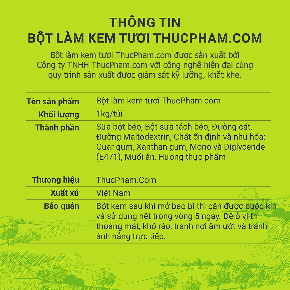 [ĂN BAO GHIỀN❤️] Bột Làm Kem Tươi THUCPHAM.COM Đủ Vị - Túi 1kg - Hương Vị Tự Nhiên, Không Gắt, Không Hắc