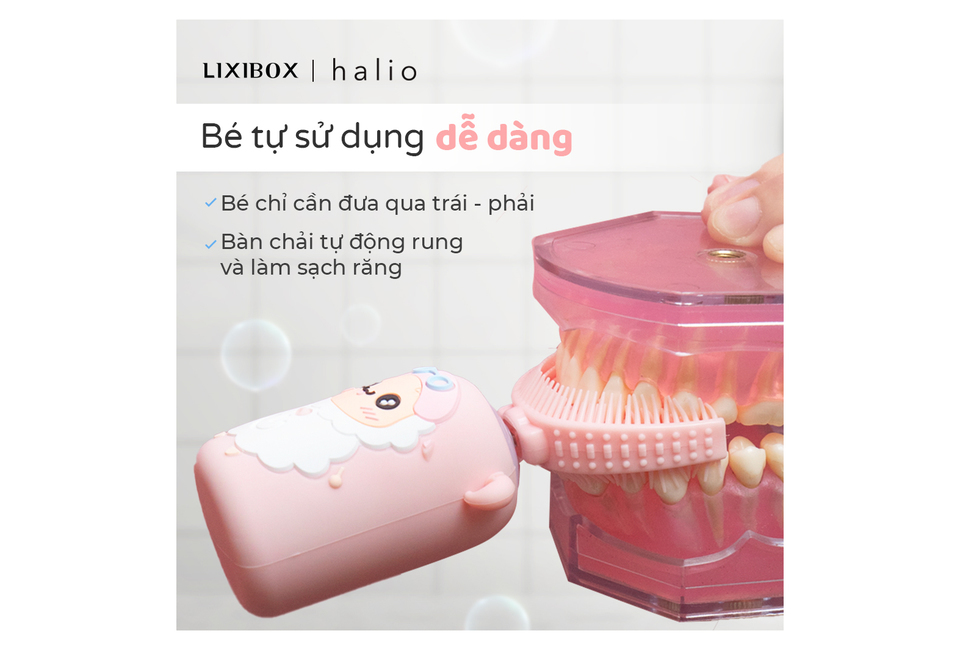 Set Hai Bàn Chải Đánh Răng Điện Chữ U Cho Bé Halio Smart Sonic U-Shaped Toothbrush Pink