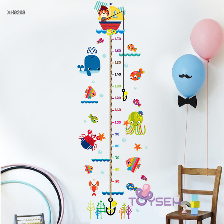 Decal dán tường thước đo chiều cao cho bé hình mỏ neo dễ thương - Trang trí decor phòng cho bé - Quà Tặng sinh nhật cho trẻ