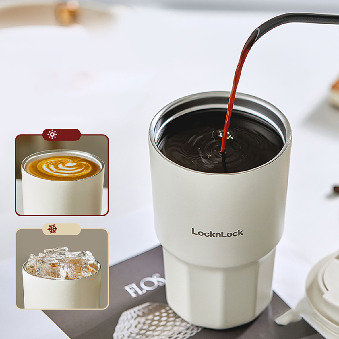 Ly Giữ Nhiệt LocknLock Vacuum Coffee 450ml LHC4340, Hàng Chính Hãng, Có Dây Xách, Nắp Bật - JoyMall