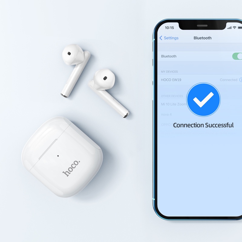 Tai nghe Bluetooth nhét tai HOCO EW19, Hỗ trợ bluetooth 5.3 TWS, Tích Hợp Mic Rảnh Tay Cho IP và Android, Điều khiển cảm ứng, Định vị đổi tên, Thời Gian Sử Dụng 4H - Hàng Chính Hãng
