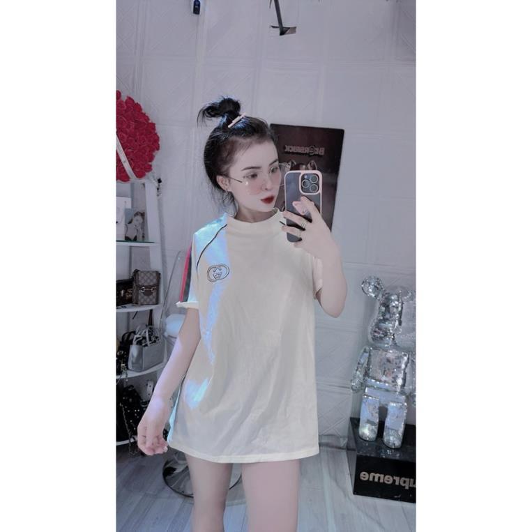Áo Phông Unisex Tay Lỡ Logo CG Ngực Viền Tay Form Rộng Chất Cotton Khô Thoáng Mát