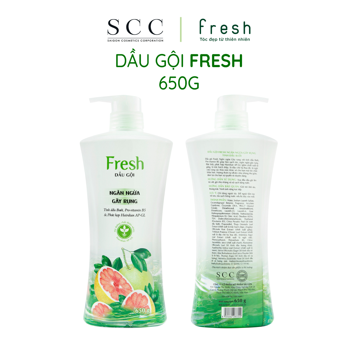 Dầu gội Fresh thiên nhiên Giảm gãy rụng chiết xuất Bưởi hồng ngọc 650g