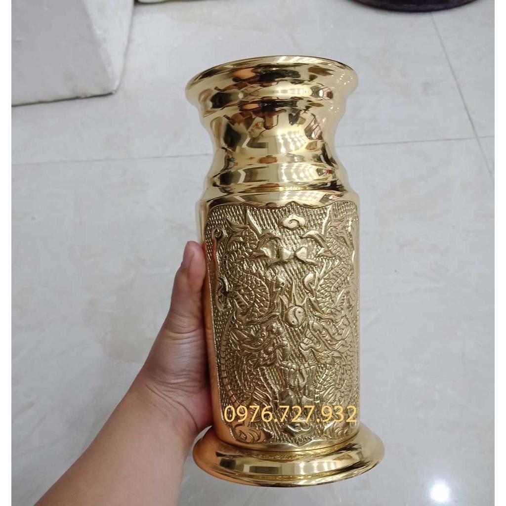Ống cắm hương bằng đồng, ống đựng nhang bằng đồng cao 21cm