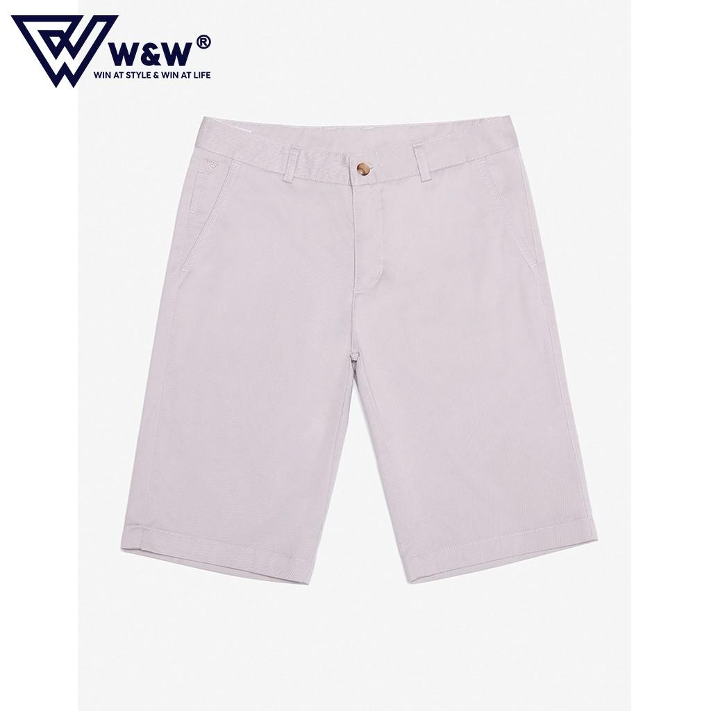 Quần Short Nam W&amp;W Cạp Khuy Túi Chéo, Chất Liệu Cotton Mềm Mịn, Bền Màu, Phong Cách Trẻ Trung, Hiện Đại WKS08R