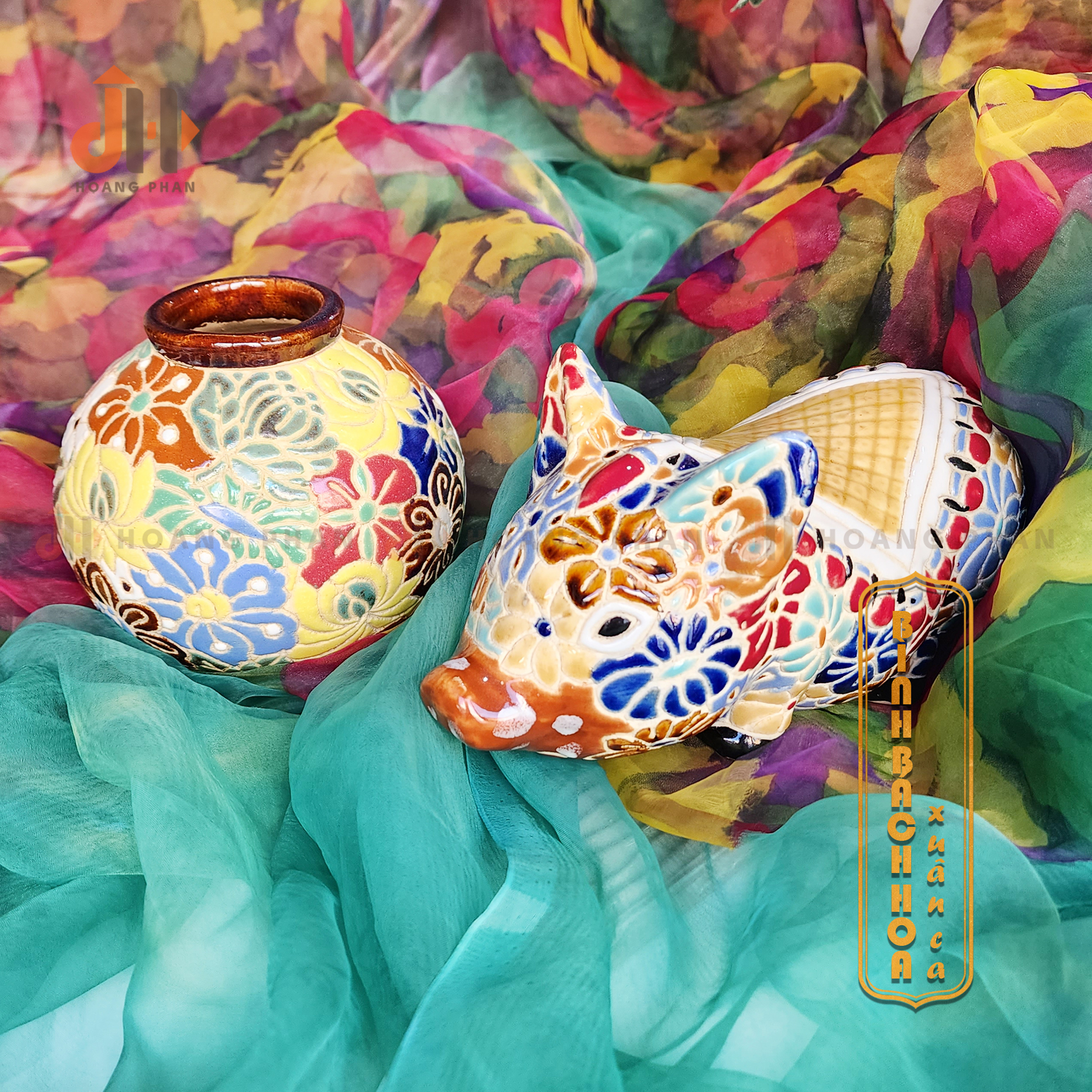 Bình hoa gốm Bách Hoa Xuân Ca