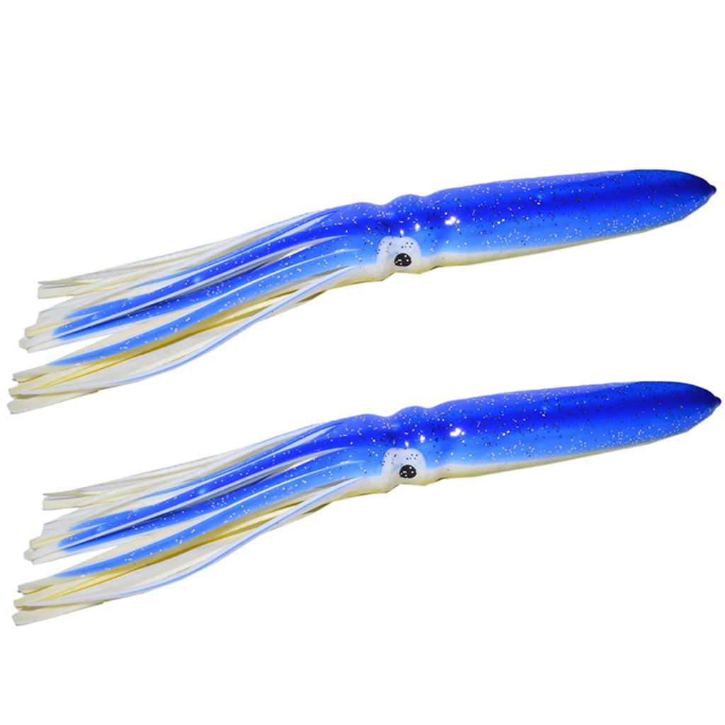 2PCS Fishing Lures Octopus Squid Skirt Bait Trolling Soft Lure Set, 18cm, 15g, Available in 4 Colors