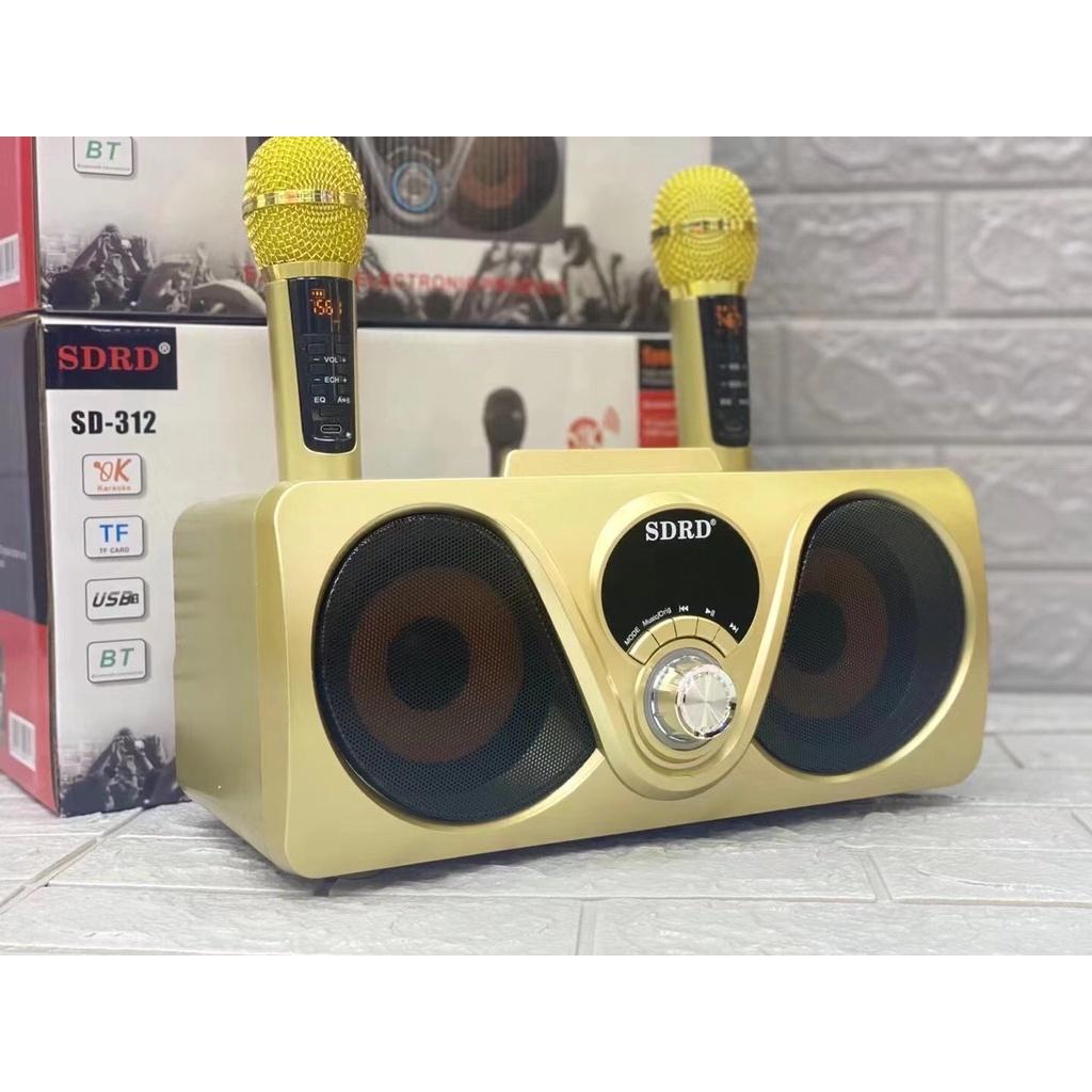 Loa Karaoke Bluetooth Mắt Cú Sd-312 Mới Nhất Cực Hay Kèm 2 Micro Không Dây Có Màn Hình LCD