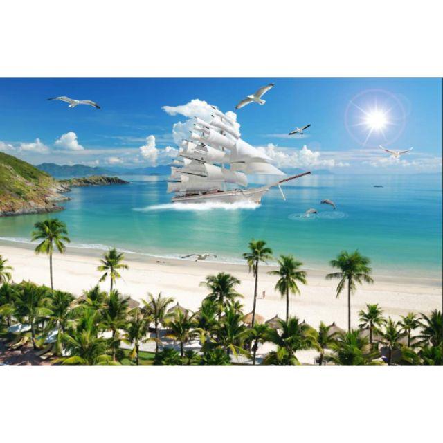 Tranh dán tường 3D phong cảnh biển