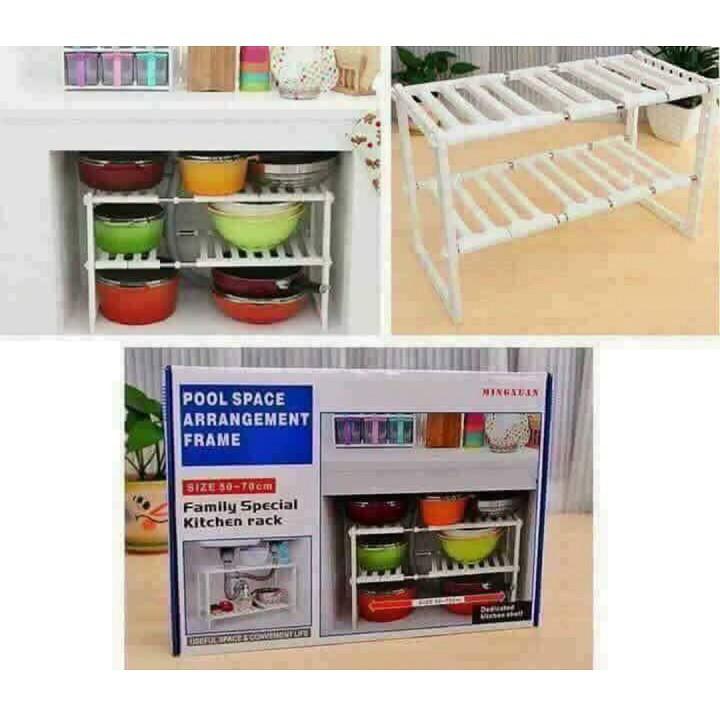Kệ gầm bếp co giãn 2 tầng đa năng