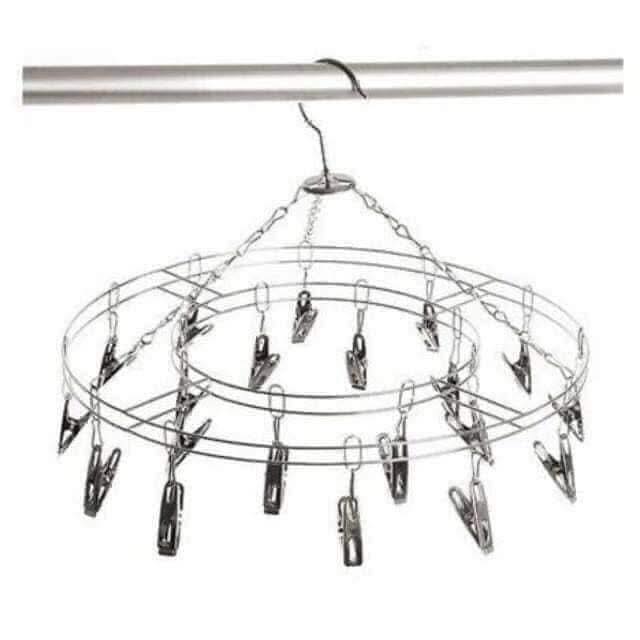 Móc Dù Tròn Inox Kẹp Quần Áo - Móc Phơi Đồ Trẻ Em Inox Kiểu Tròn 20 Kẹp