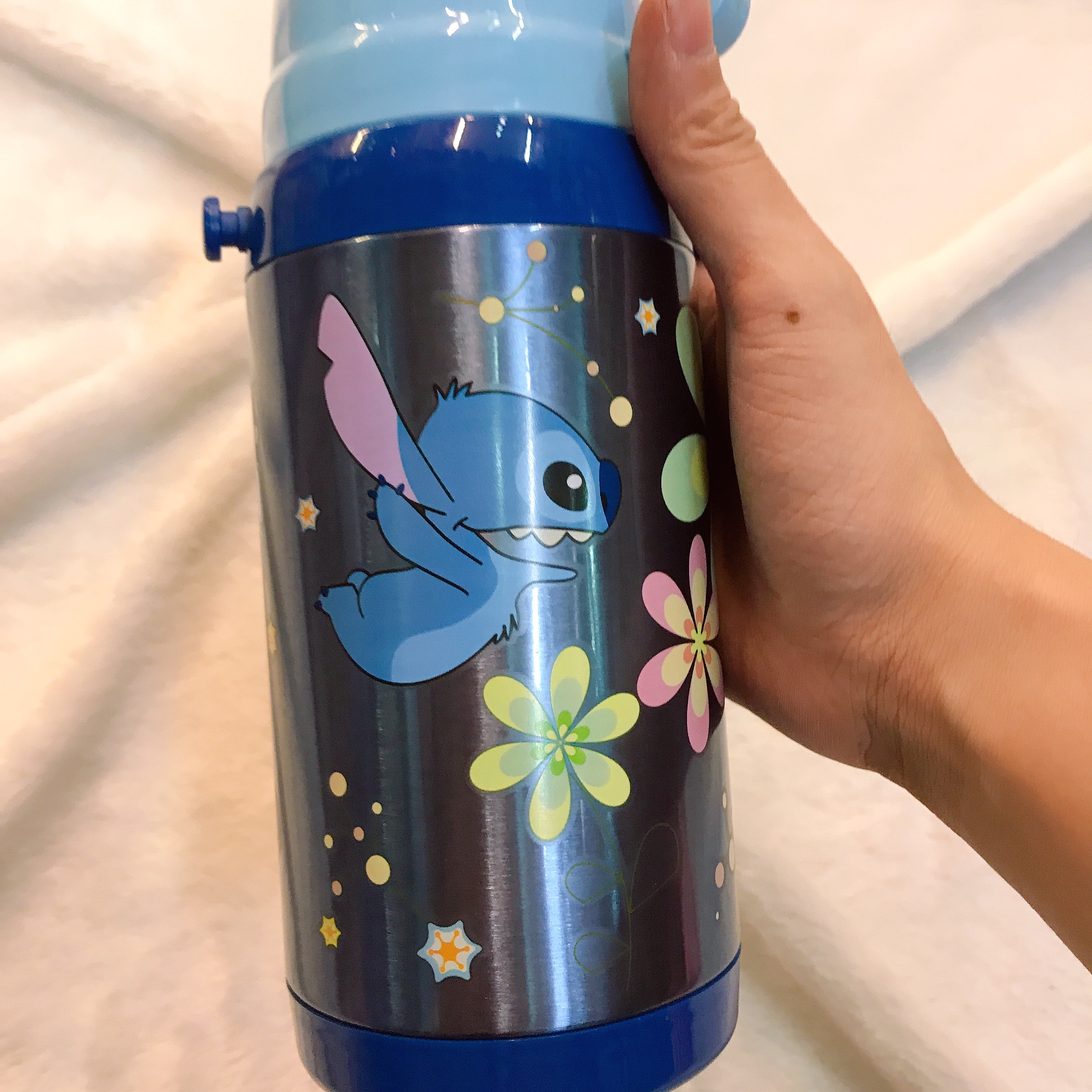 Bình nước giữ nhiệt hình Stich màu xanh cho trẻ em, các bé, học sinh -  - WD-3411STIC