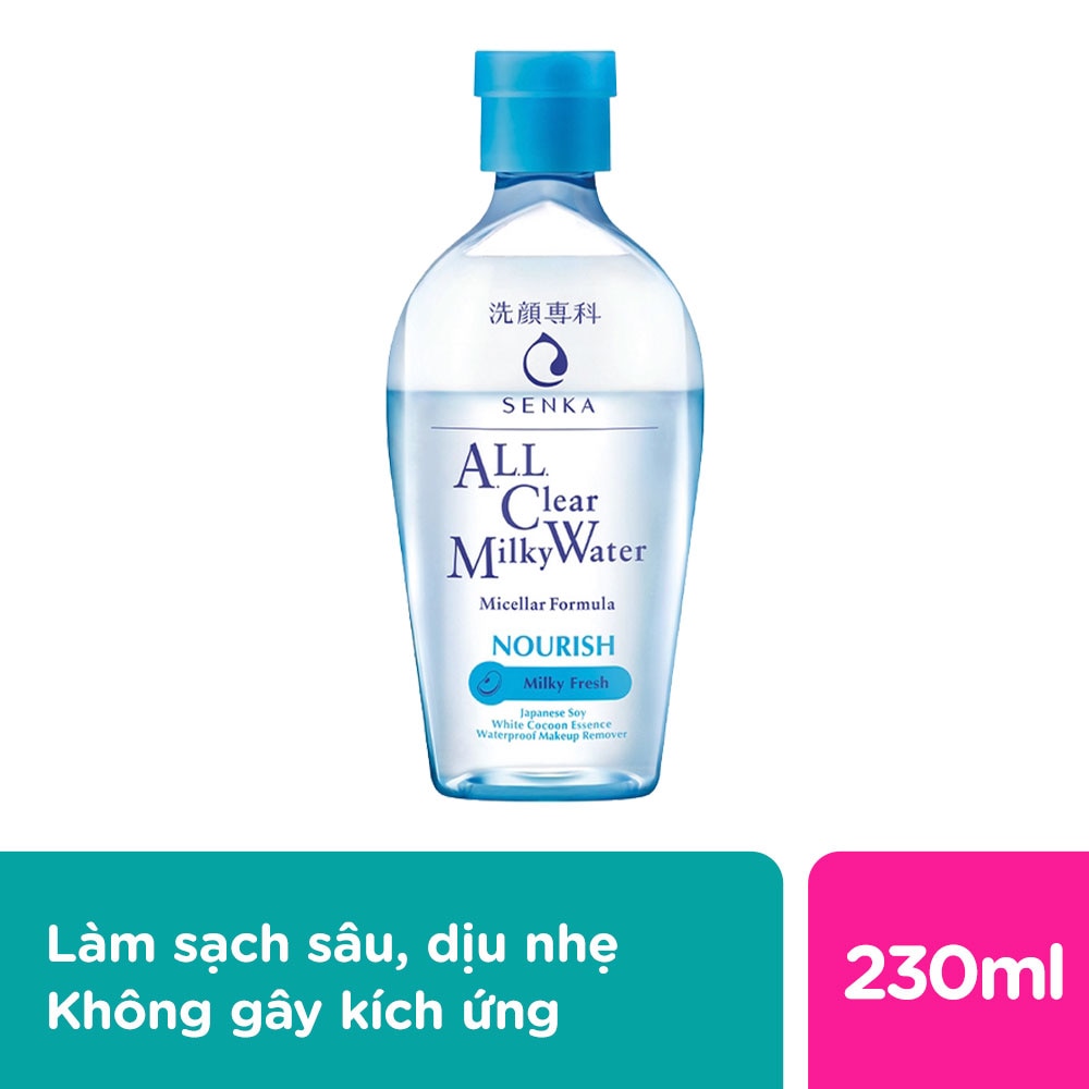 Nước Sữa Tẩy Trang Senka All Clear Milky Water Nourish Hai Lớp 230ml