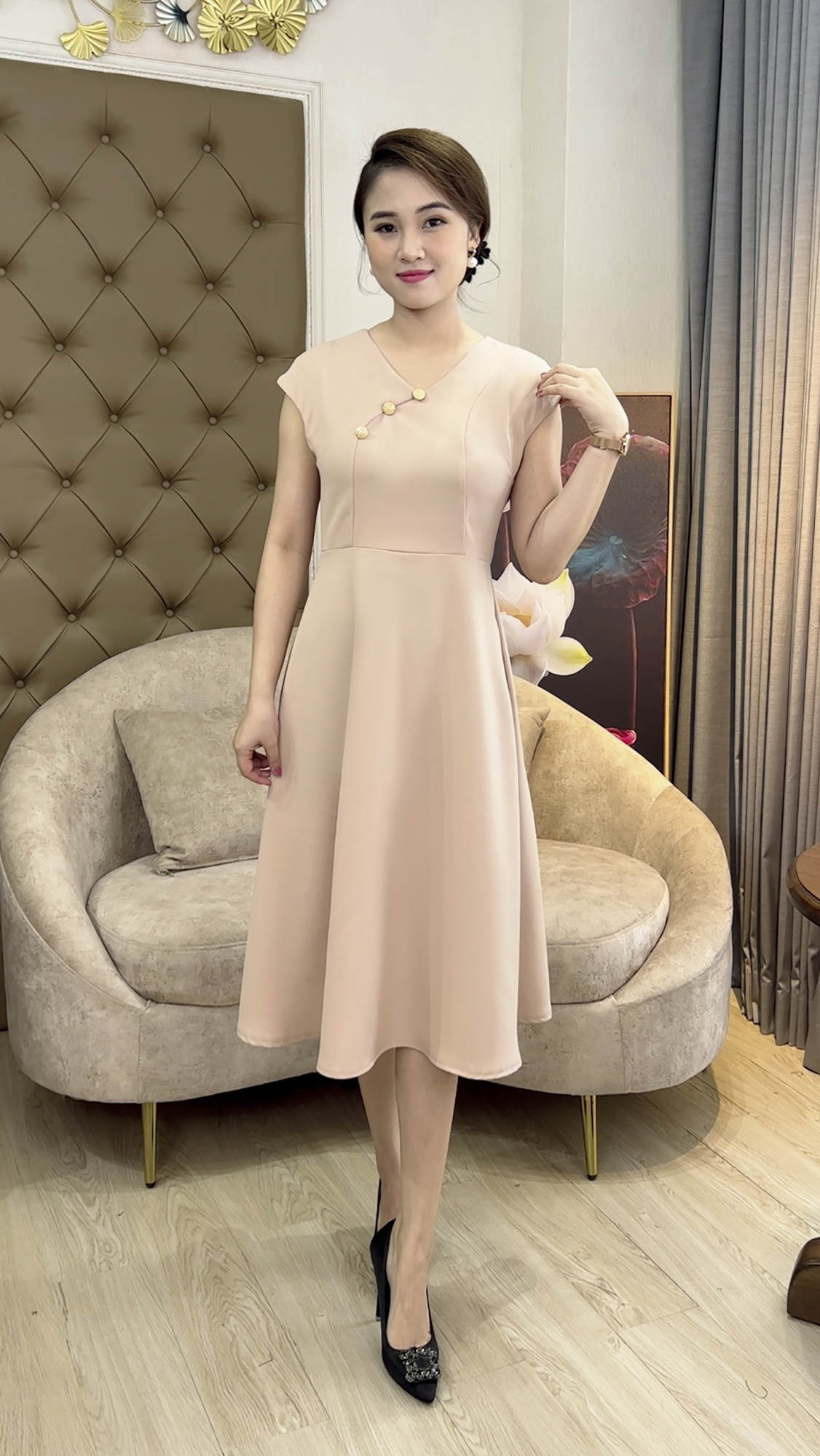 Linh Trà - Đầm Trung Niên Dáng Dài [TM357] Kiểu Dự Tiệc Cao Cấp Vải Chiffon