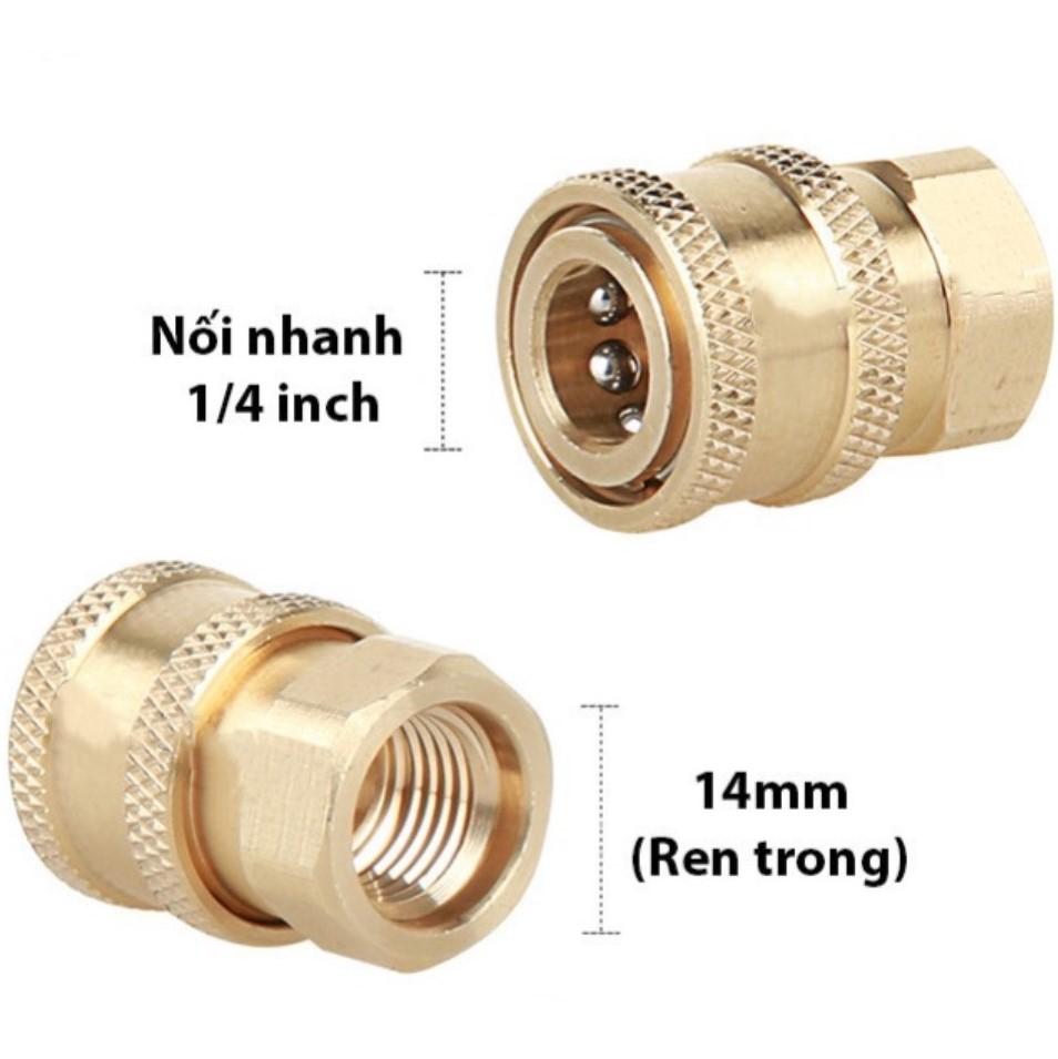 Đầu cái nối nhanh 1/4 - Khớp nối nhanh béc đầu xịt của máy rửa xe Ren 14mm