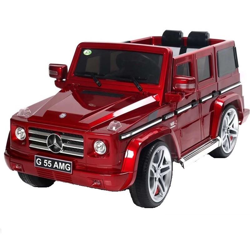 Ô tô xe điện đồ chơi trẻ em MERCEDES G55 AMG cho bé vận 2 chỗ 4 động cơ (Đỏ-Đen-Trắng)