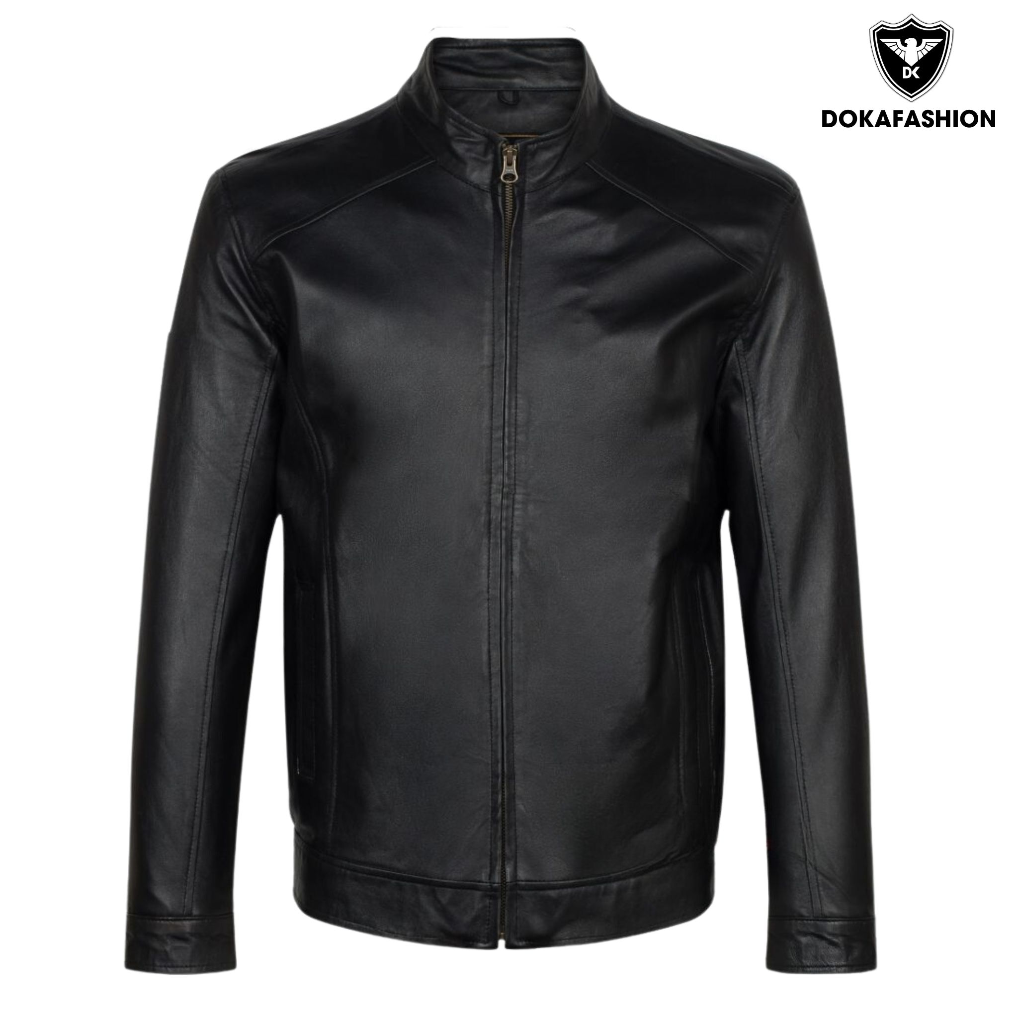 Áo khoác da nam Biker lót lông cổ đứng cao cấp Dokafashion DAD12