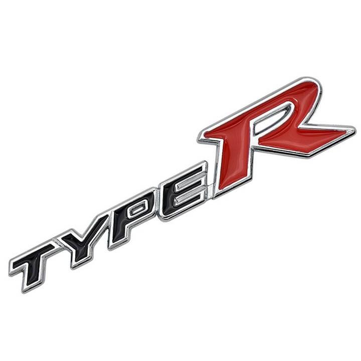 Logo chữ TypeR 3D nổi dán trang trí xe Ô tô, Xe hơi