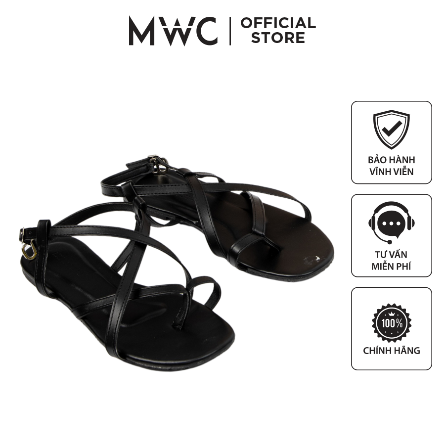 Giày MWC 2857 - Giày Sandal Đế Bệt Xỏ Ngón Dây Chéo Phong Cách Chiến Binh Đế Bệt Siêu Hot