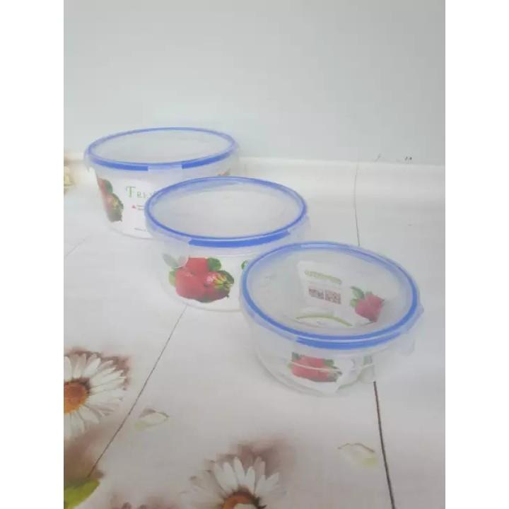 Bộ 3 hộp nhựa đựng thực phẩm có nắp gài chắc chắn, Hộp đựng thực phẩm để tủ lạnh Siêu Tiện dụng
