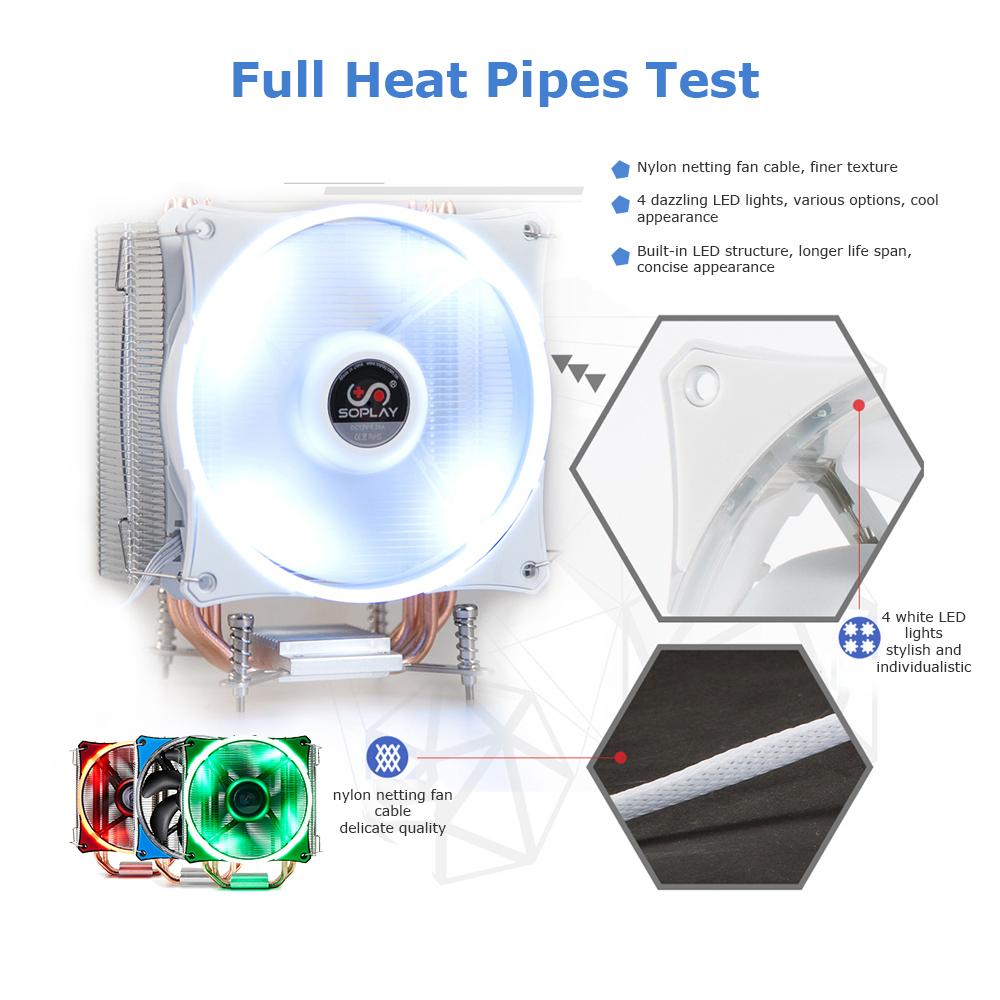Bộ tản nhiệt làm mát CPU SOPLAY CPU Cooler 4 Heatpipes 4pin 12cm