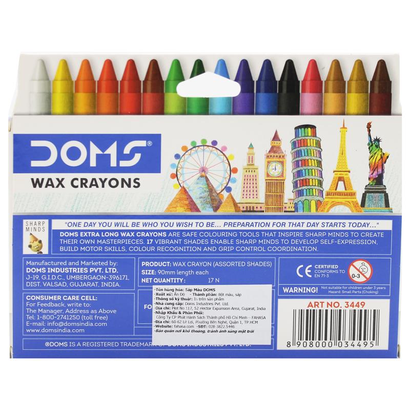 Hộp 16 Bút Sáp Màu Extra Long - DOMS 3449