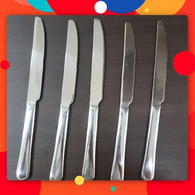 Bộ 5 Dao Bàn Ăn Lớn Inox Cao Cấp Dài 24cm, Dày 5mm, Cán Tròn Trơn.