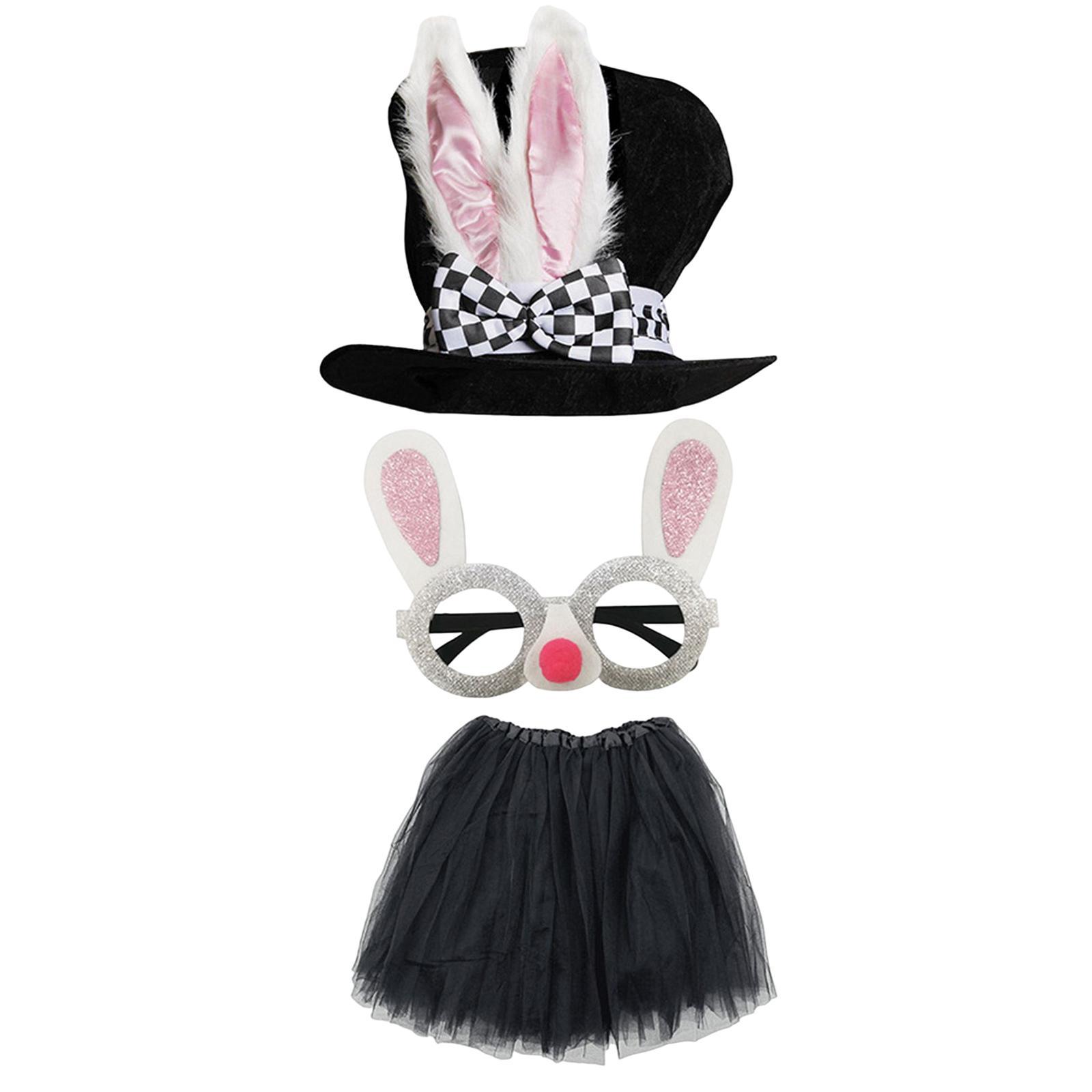 Bunny Costume Rabbit Topper Hat Skirt Glasses Animal Themed Parties for Kids Party Favors Carnival