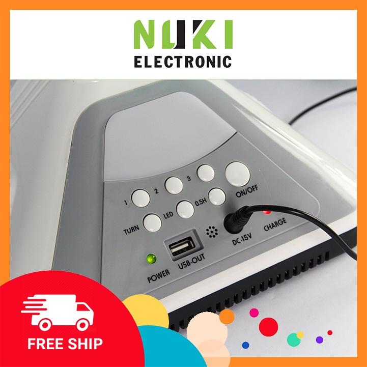 quạt năng lượng mặt trời - quạt tích điện to- quạt sạc - có đèn led nuki 316