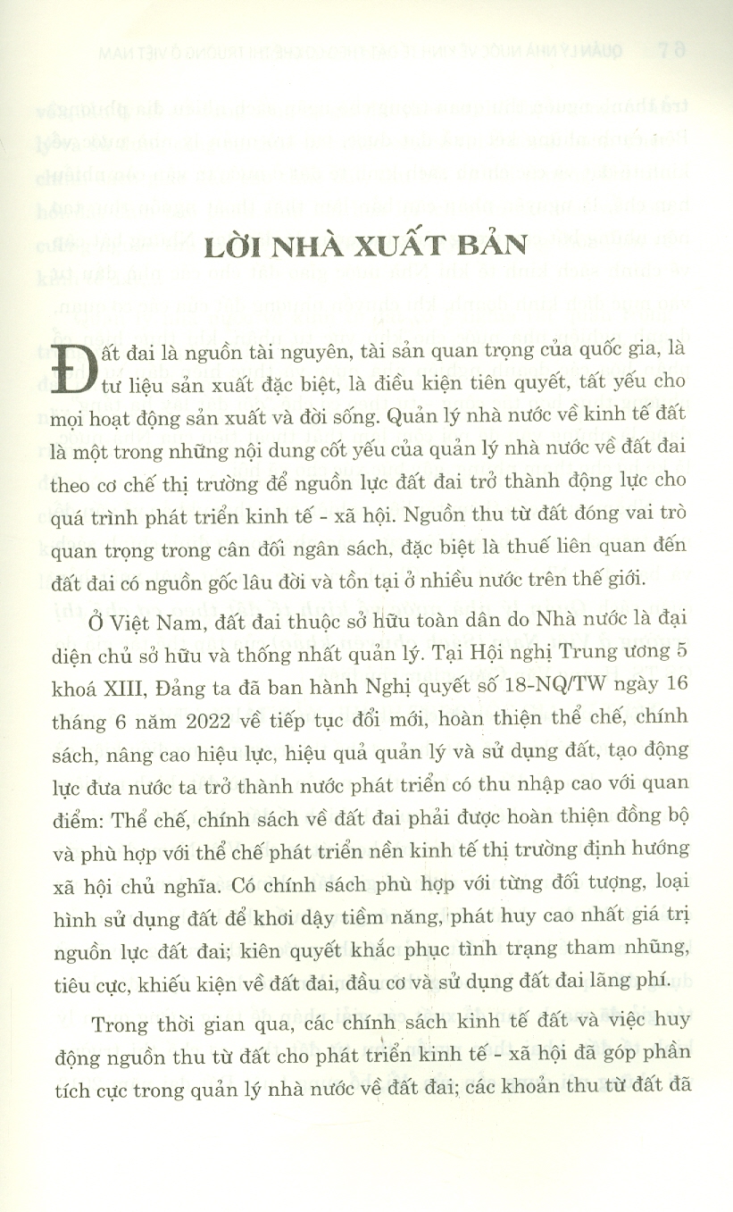 Quản Lý Nhà Nước Về Kinh Tế Đất Theo Cơ Chế Thị Trường Ở Việt Nam (Sách chuyên khảo)