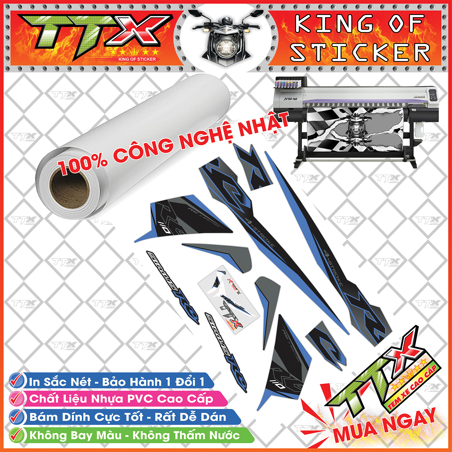 Tem dành cho xe sirius rc , Team phụ kiện sirius màu xanh nền đen siêu đẹp , Shop TTX tem rời sirius mã (S0043/00)