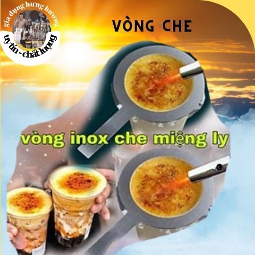 Vòng che inox che miệng ly khò trà sữa pha chế, đầu khò ga mini chuyên dụng cụ pha chế trà sữa, bartender