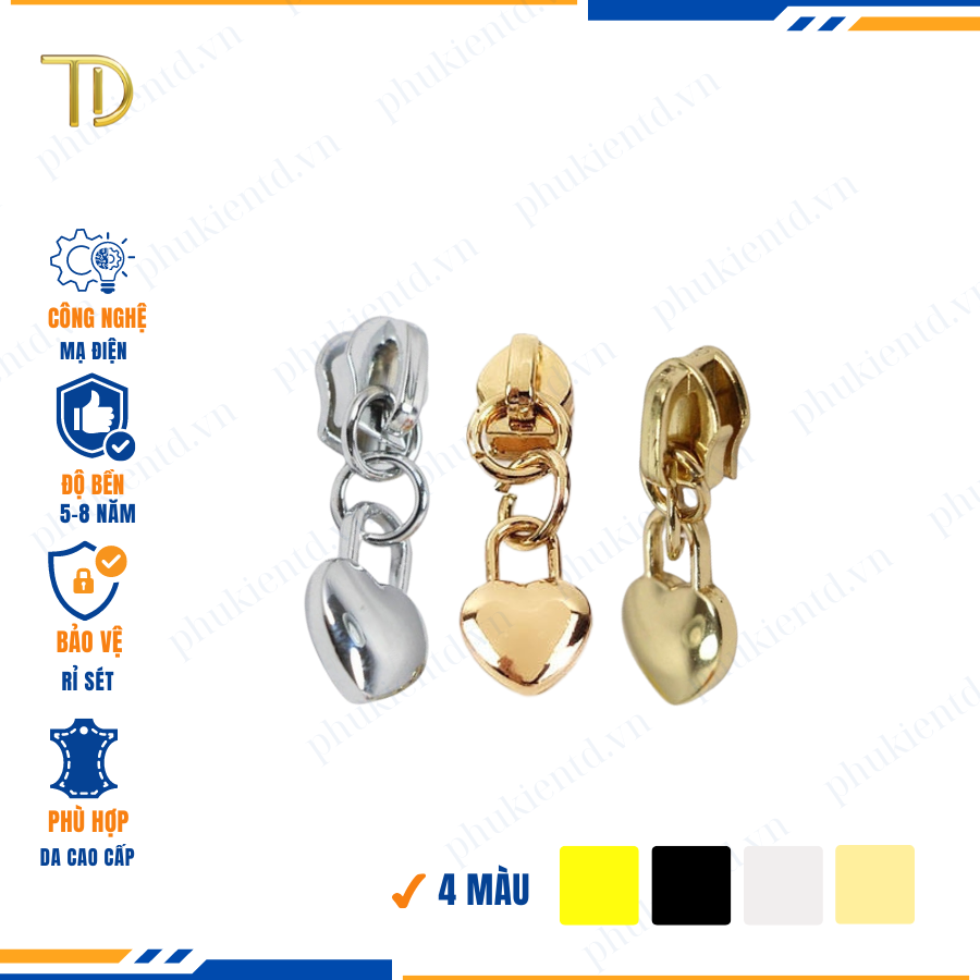Đầu khóa kéo túi xách, đầu khóa kéo thay thế, đầu khóa kéo balo răng 5, Mạ điện độ bền 5-8 năm