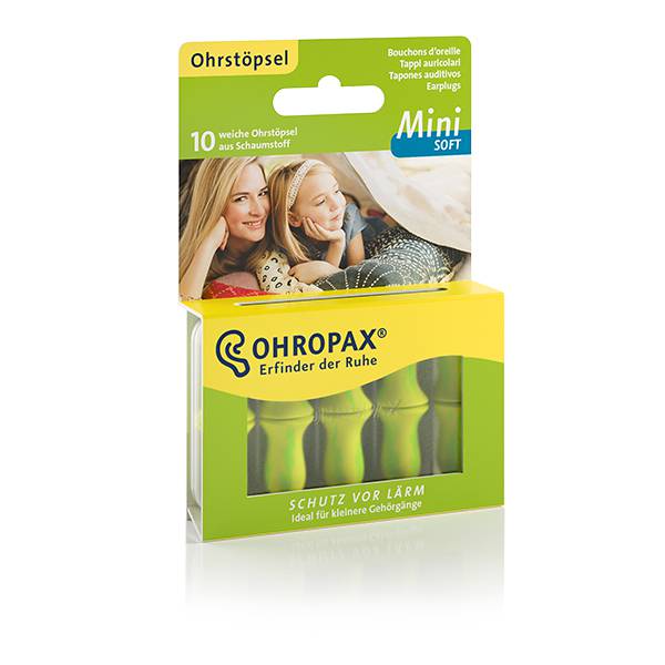 Hộp 10 nút bịt tai OHROPAX MINI SOFT (Siêu mềm mại - Dùng cho người tai nhỏ, và trẻ em)