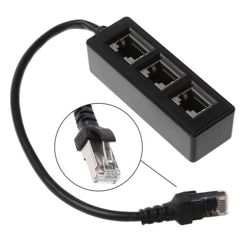 Cáp Chia Cổng Mạng Lan Rj45 1 Đầu Đực Sang 3 Đầu Cái