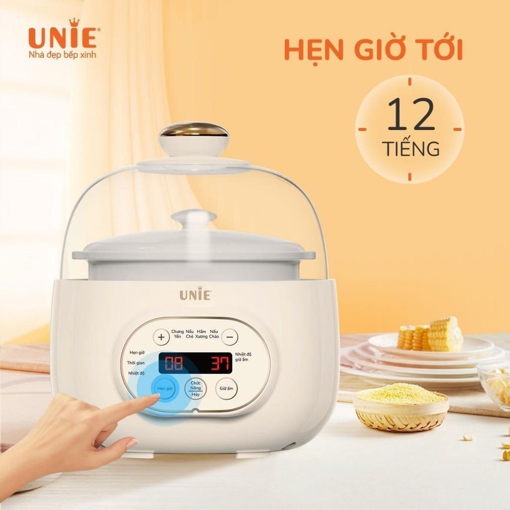 Nồi nấu chậm UNIE USC102W Thố gốm Ceramic cao cấp,dung tích 800ml ,4 chế độ tiện lợi,Xửng hấp tiện dụng,BH 12 tháng - Hàng chính hãng