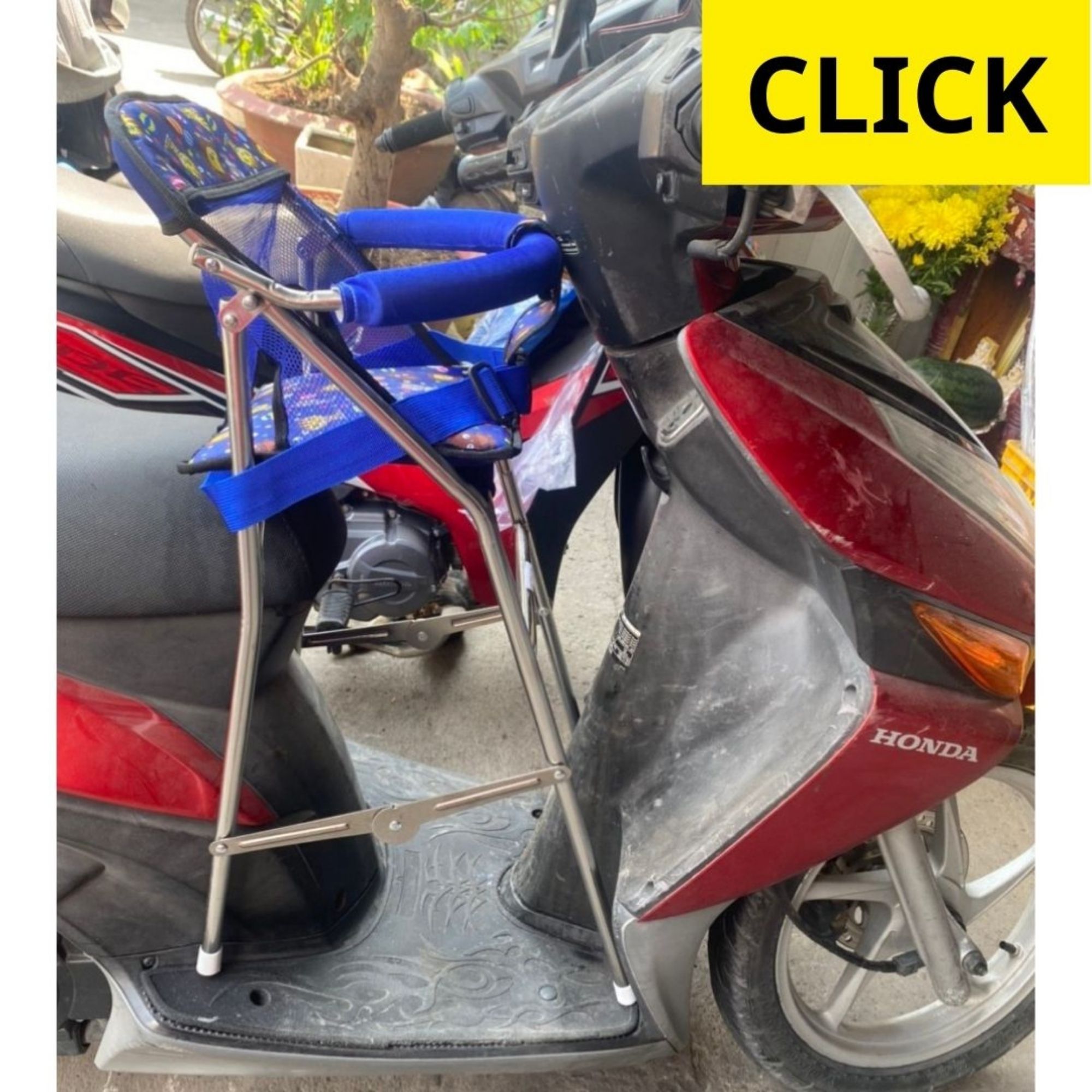 ( GHẾ INOX CÓ DÂY ĐAI ) Ghế ngồi xe tay ga cho bé (có cả dây đai và vòng bảo hiểm an toàn) ghế ga xếp INOX Cao Cấp