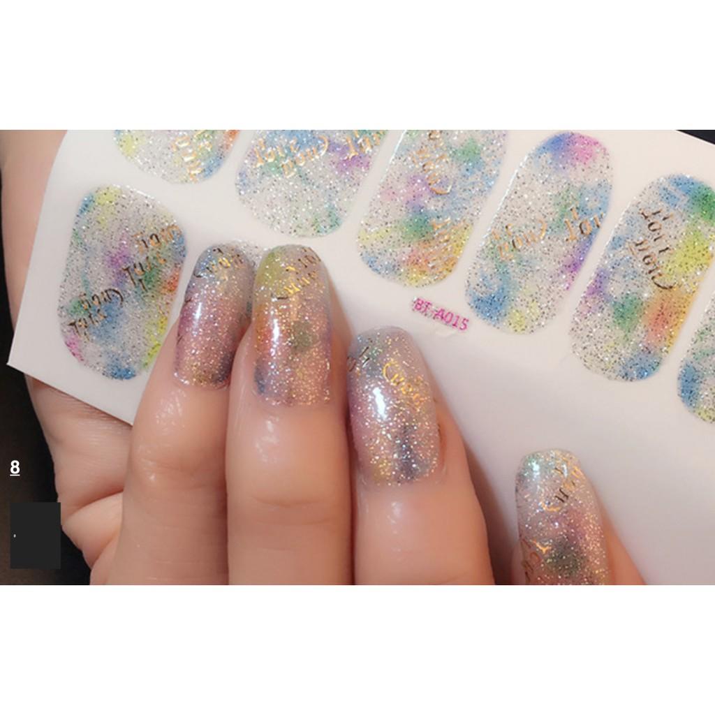 Miếng dán trang trí móng sticker nail art 08- mỗi bộ bao gồm 12 sticker kèm quà tặng 1 giũa mini và 2 khăn khô vô trùng