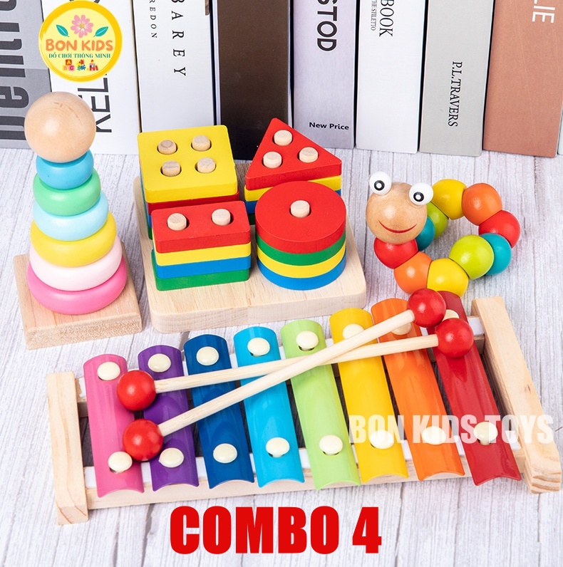 Combo Đồ chơi gỗ Montessori cho bé tư duy, phát triển trí tuệ vừa học vừa chơi - Đồ chơi giáo dục cho bé