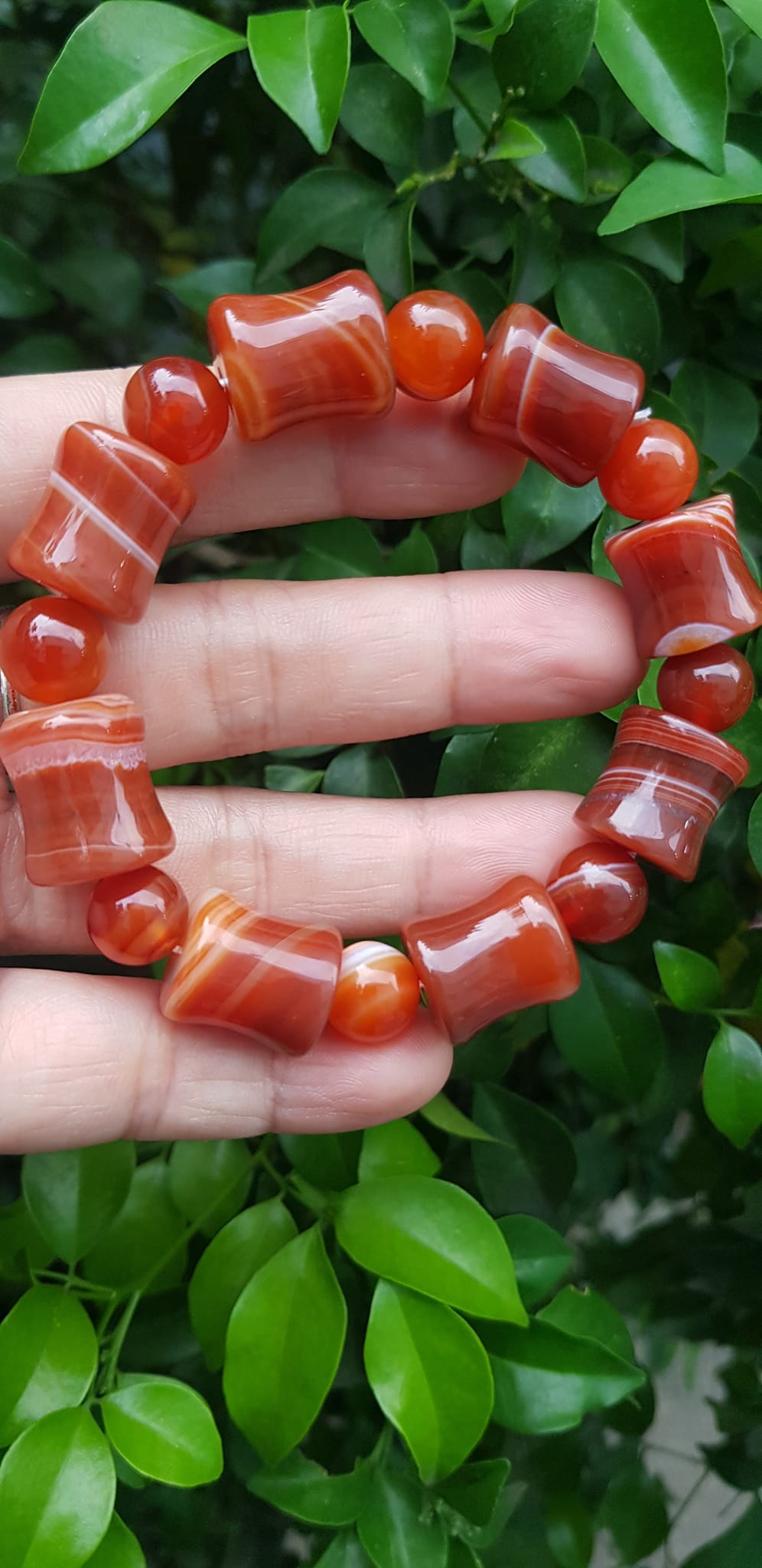 Vòng tay đá mã não đỏ kiểu Vòng hạt thống 14mm hạt tròn nhỏ Nam Nữ mệnh hoả mệnh thổ đeo ạ