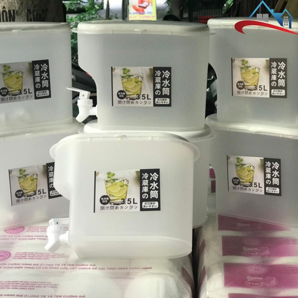 Bình nước hoa quả 3,5l, Bình đựng nước để tủ lạnh có vòi thiết kế thông minh, Nhựa PP an toàn, dễ dàng tháo lắp lau rửa