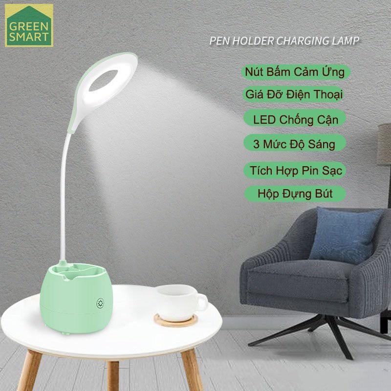 đèn LED để bàn kèm lọ cắm BÚT và GIÁ ĐỞ ĐIỆN THOẠI