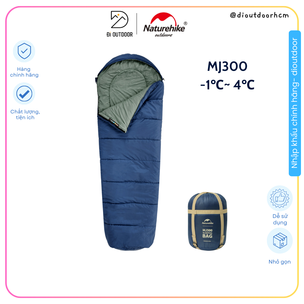 Túi Ngủ Ba Mùa Naturehike MJ300 CNK2300SD014, Túi ngủ Văn Phòng, Nhiệt độ -1℃~ 4℃